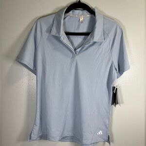 Adidas‎ Light Blue Polo Fitted Golf Shirt Size L NWT